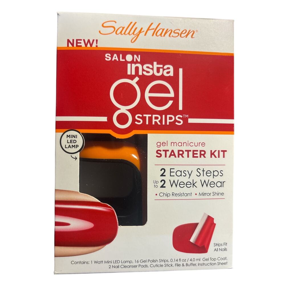 Sally Hansen Insta-Gel Strips Starter Kit–Red My Lips-LED Lamp/Gel Strips–NEW